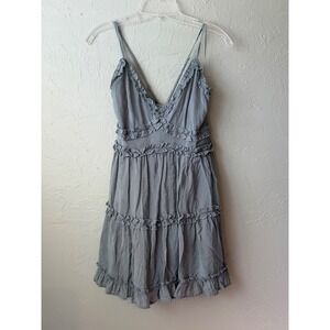 Mi Ami Dusty Blue Ruffle Tiered Mini Dress Size L
